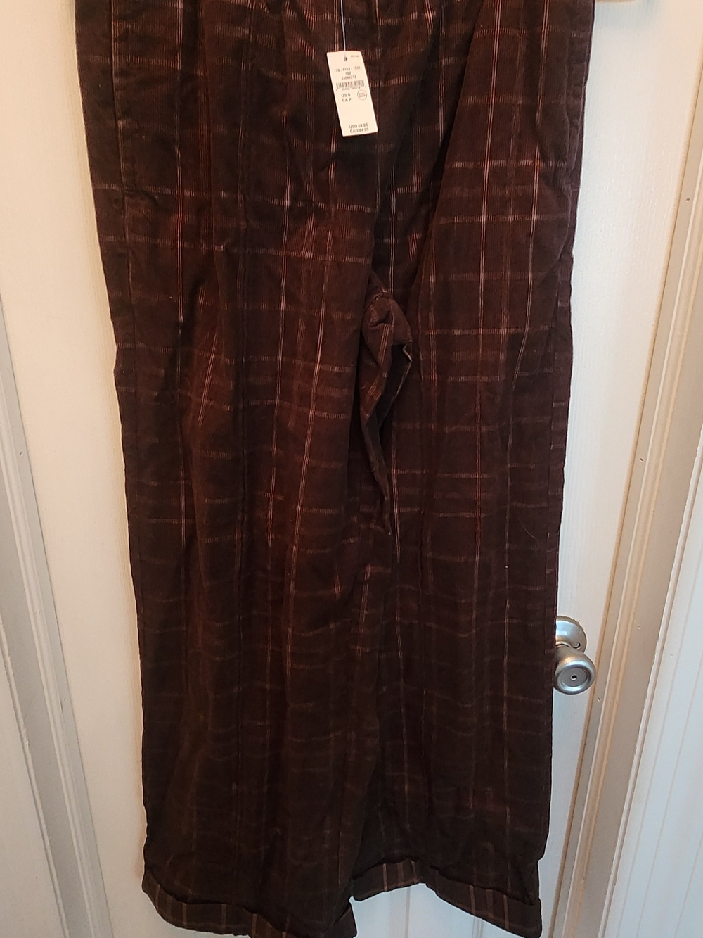aerie Brown Plaid Wide Leg Pants